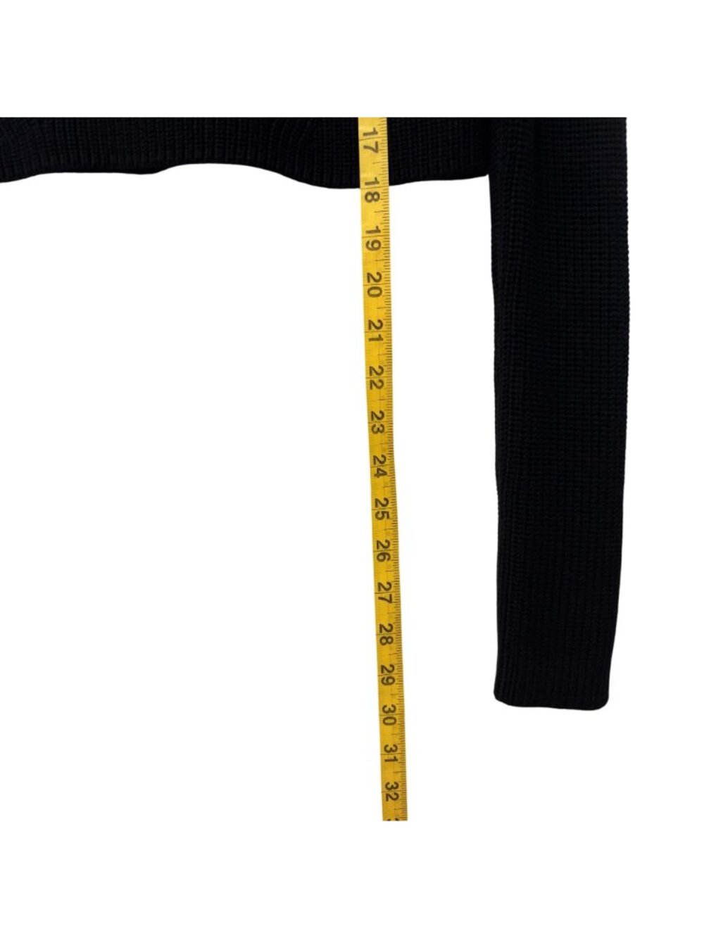 White House Black Market XS Black Knit Cropped Sweater Long Sleeve Crewneck - Picture 6 of 9